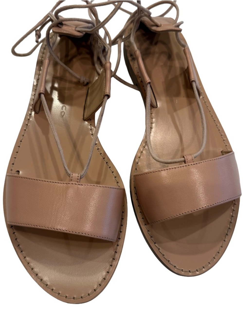 Club Monaco Cahdell Lace-up Ankle Flats Strappy Sandals Pale Pink,Italy Sz 7 NIB
